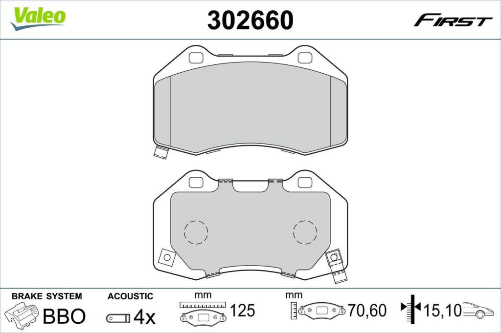Jogo de 4 pastilhas de travão VALEO ref. 302660